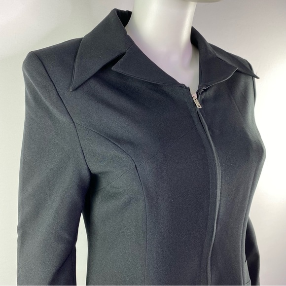 Vintage Lili Crepon Paris Size S Black Long Sleeve Collared Zip Up Jacket - Picture 2 of 8